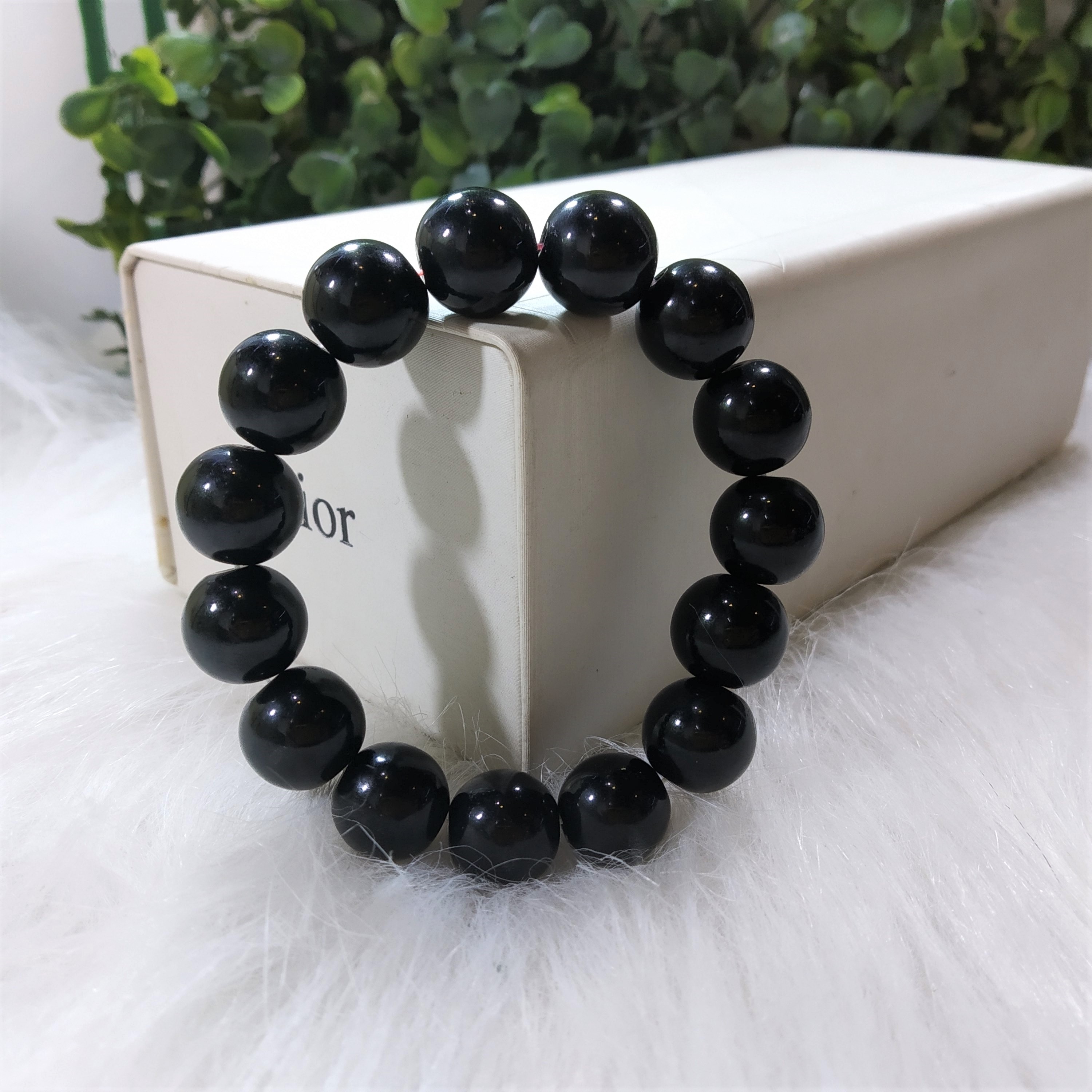 Vòng tay đá obsidian đen 12 ly