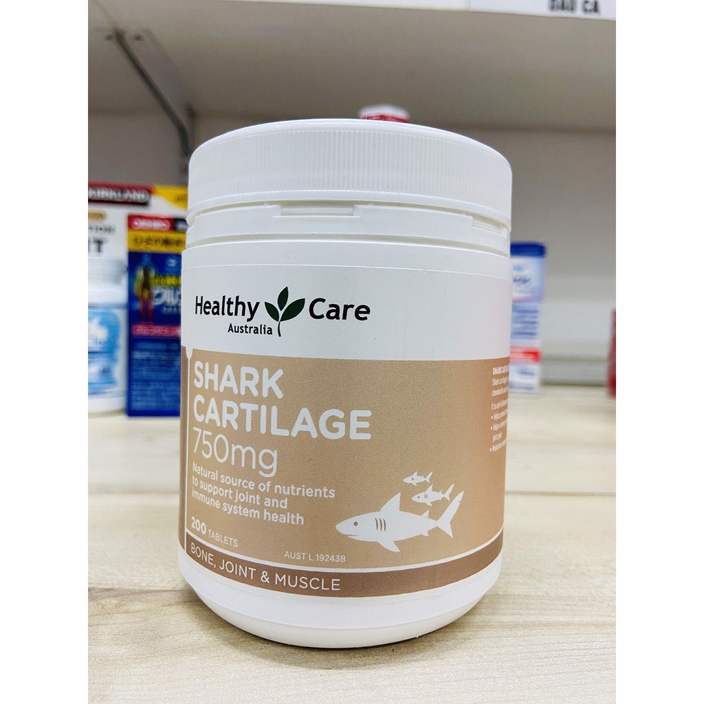 Sụn cá mập Healthy Care Shark Cartilage 750mg của Úc Lọ 200v