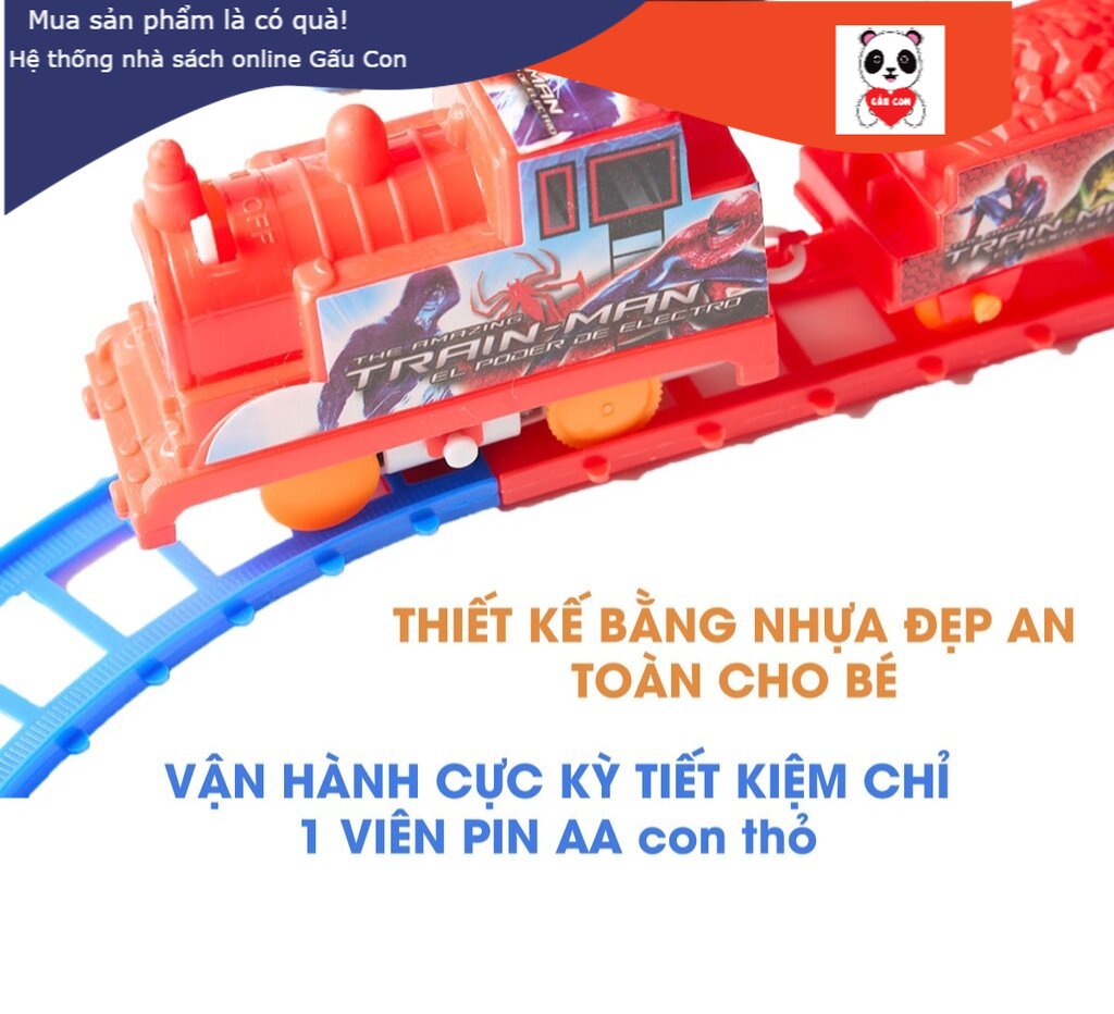 Bộ đồ chơi đường ray xe lửa tàu hỏa chạy pin cho bé - Đồ chơi lắp ráp đường ray, lắp ghép đoàn tàu xe lửa - Tặng kèm pin AA cho bé