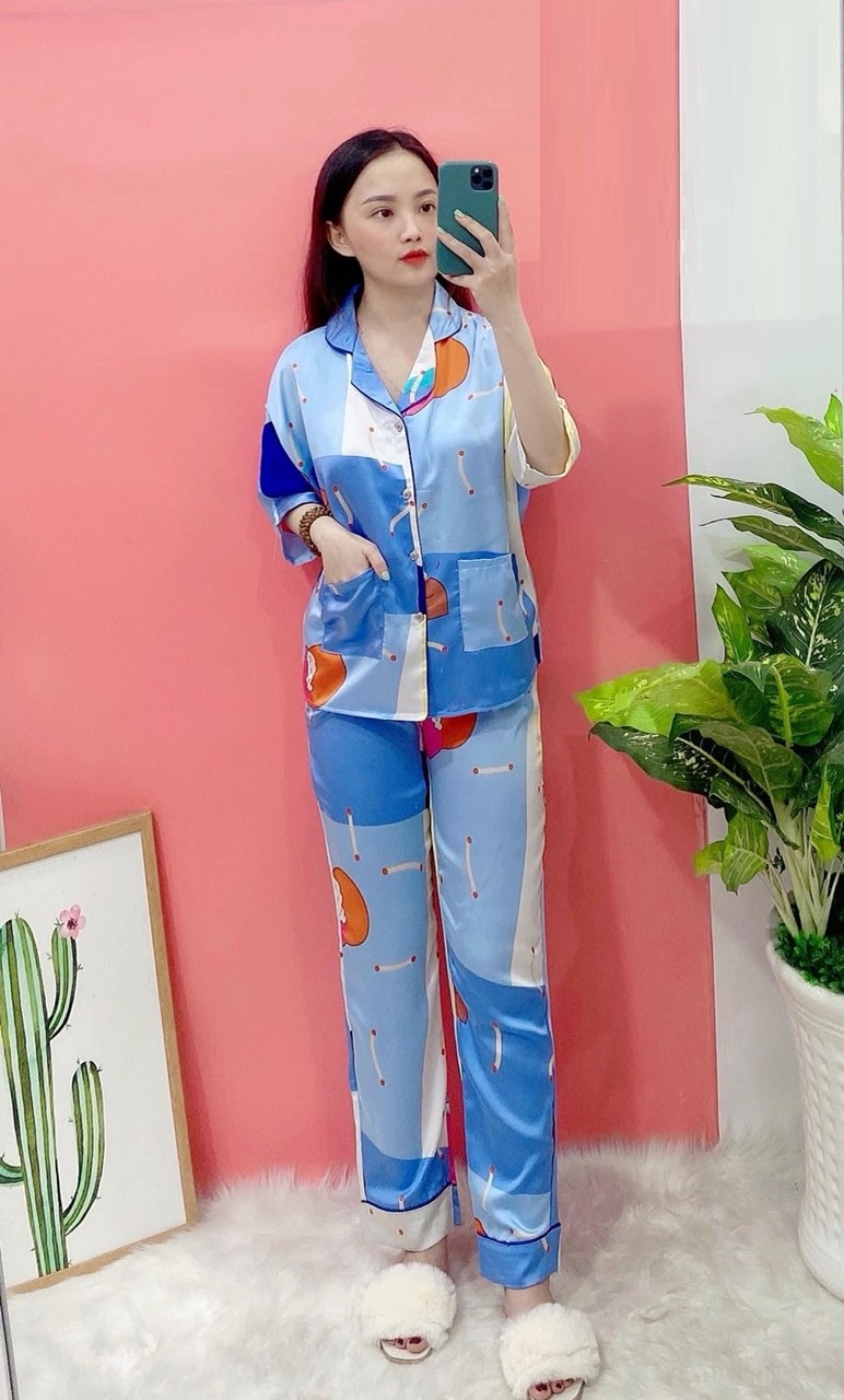 [HCM]Đồ Bộ Lụa Mới Cao Cấp Tay Lửng Cánh Dơi Quần Dài (Part 2) (40-65kg)