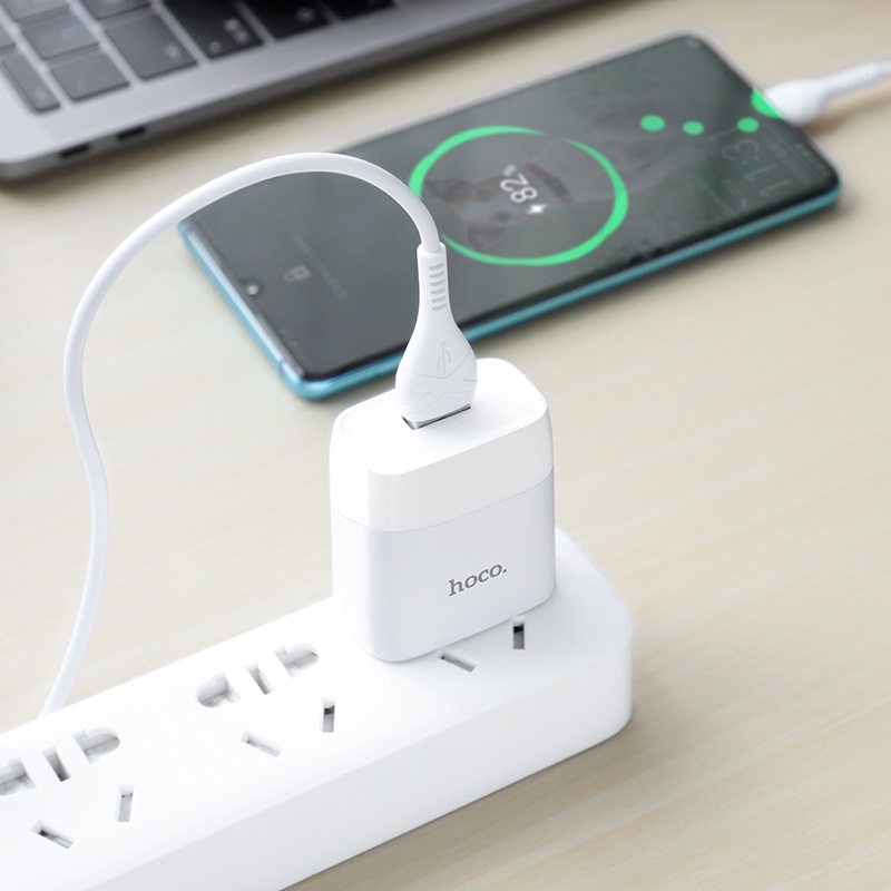 Bộ sạc cáp Hoco C72 cổng USB 2.1A đầu Lightning, Micro, Type-C dây dài 1m