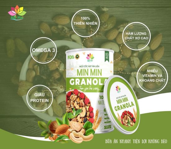 ( Mẫu mới ) Ngũ Cốc Hạt Ăn Liền Min Min Granola cao cấp