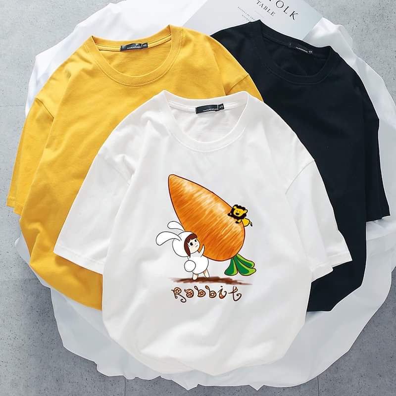 XẢ HÀNG - ĐỒNG GIÁ 19K áo thun nam nữ form rộng Hàn quốc in hình Carot dễ thương vải dày mịn mát