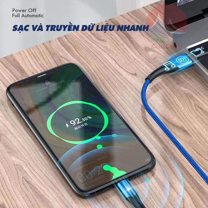 Cáp Sạc Nhanh Vled, Sạc Truyền Dữ Liệu Nhanh Đèn Led Phát Sáng, dây cáp sạc nhanh iPhon Samsun Xiaom Opp chống gãy gập