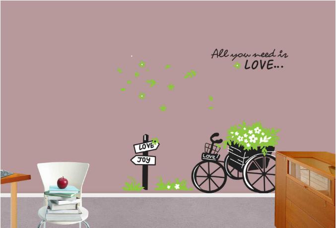 [HCM]Decal trang trí Xe Đạp giỏ hoa