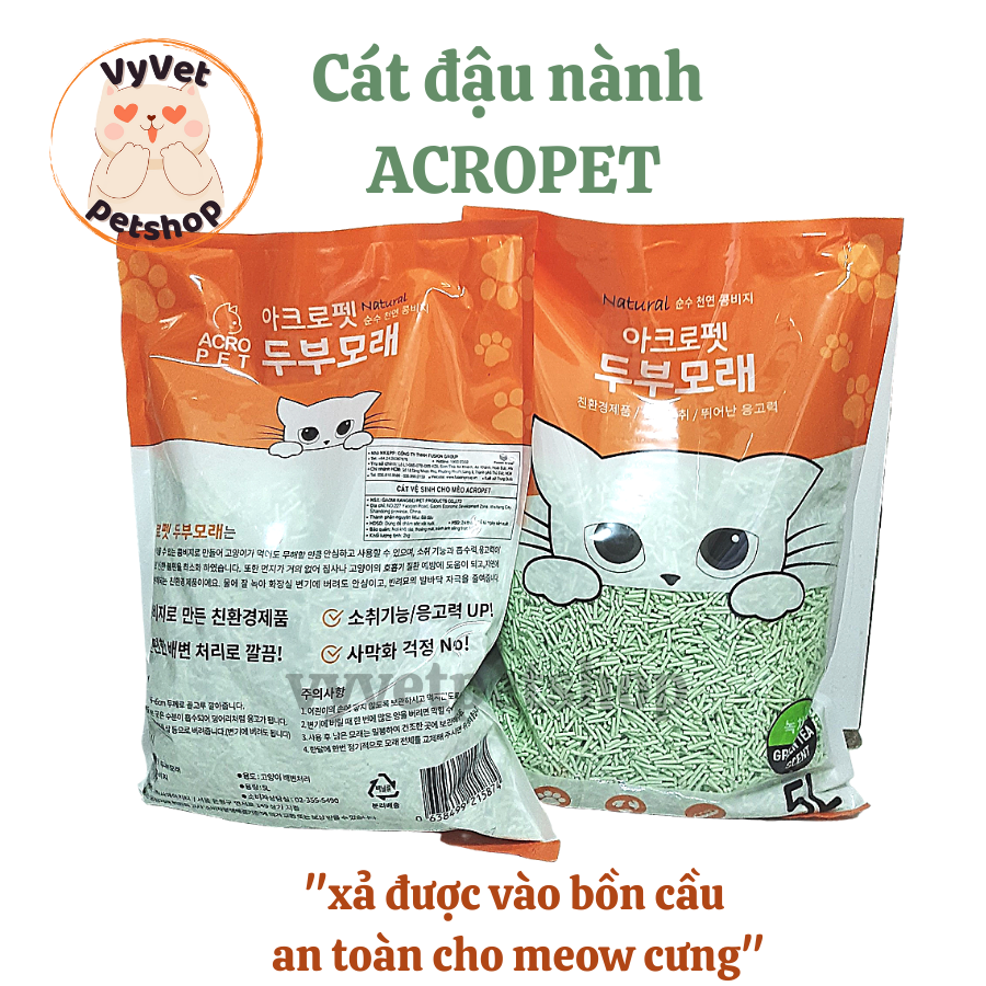 Cát vệ sinh từ đậu nành Acropet túi 5L