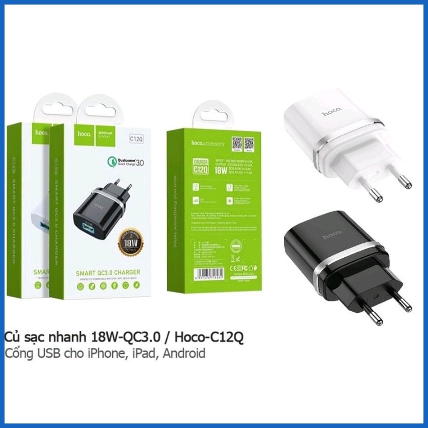 Củ Sạc Nhanh 18W hoco. C12Q BH 12 Tháng