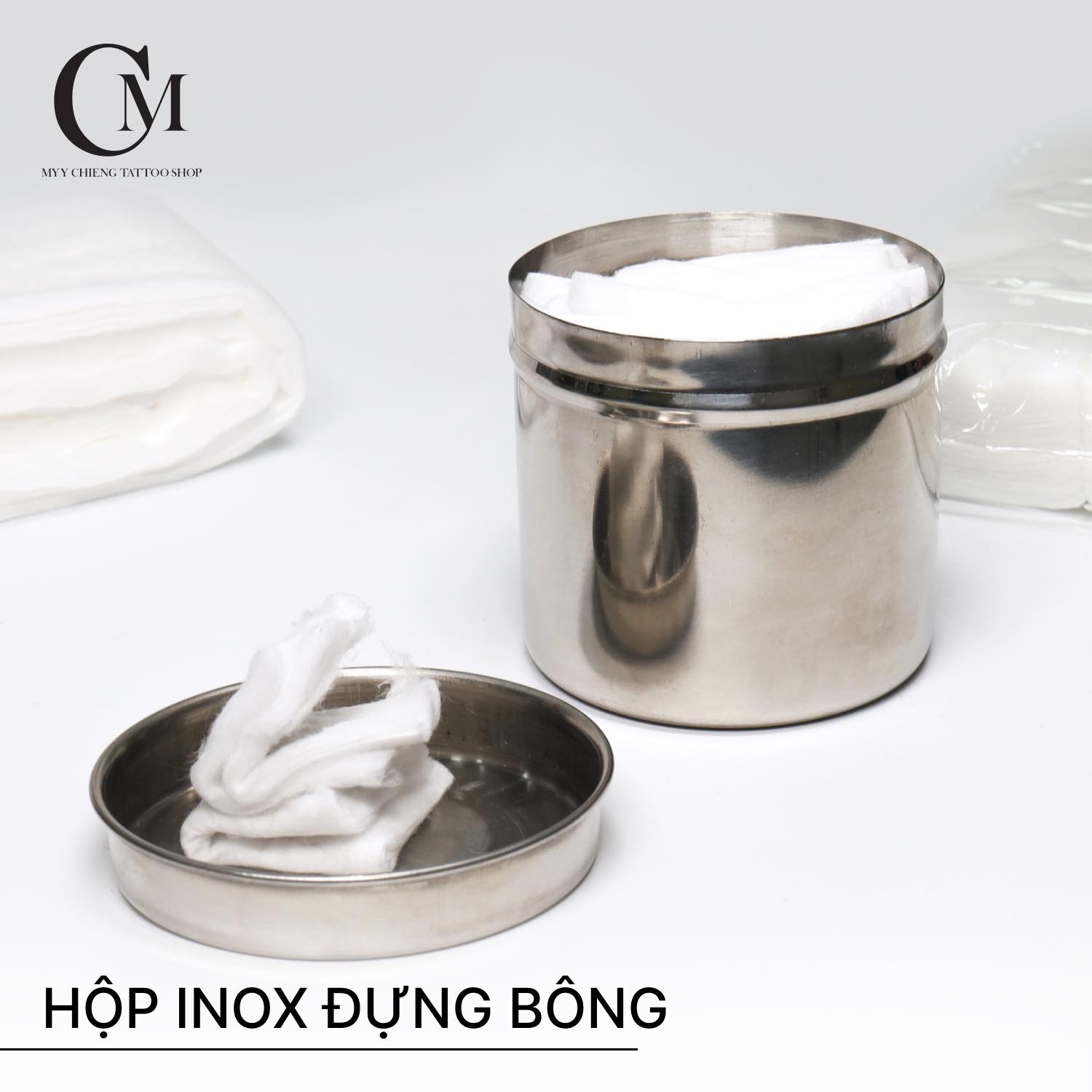 HỦ INOX ĐỰNG BÔNG DÙNG TRONG Y TẾ, SPA...