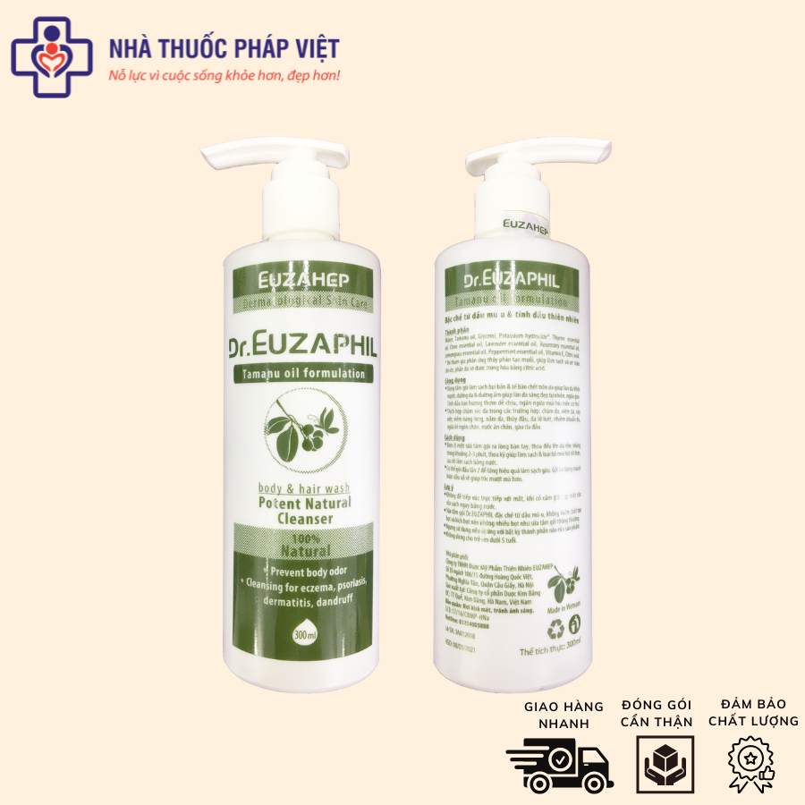 Sữa tắm thiên nhiên ngăn ngừa bệnh da Dr.Euzaphil Potent Natural Cleanser 300ml