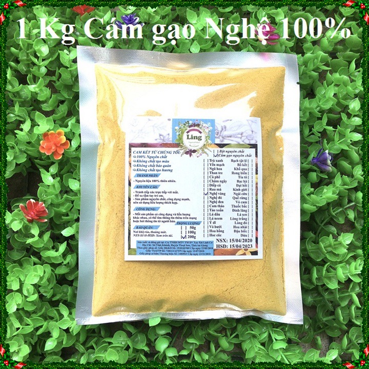 Tinh Cám Gạo Nghệ Vàng 1 Ký nguyên chất thiên nhiên 100% có giấy VSATTP và ĐKKD dùng đa công dụng