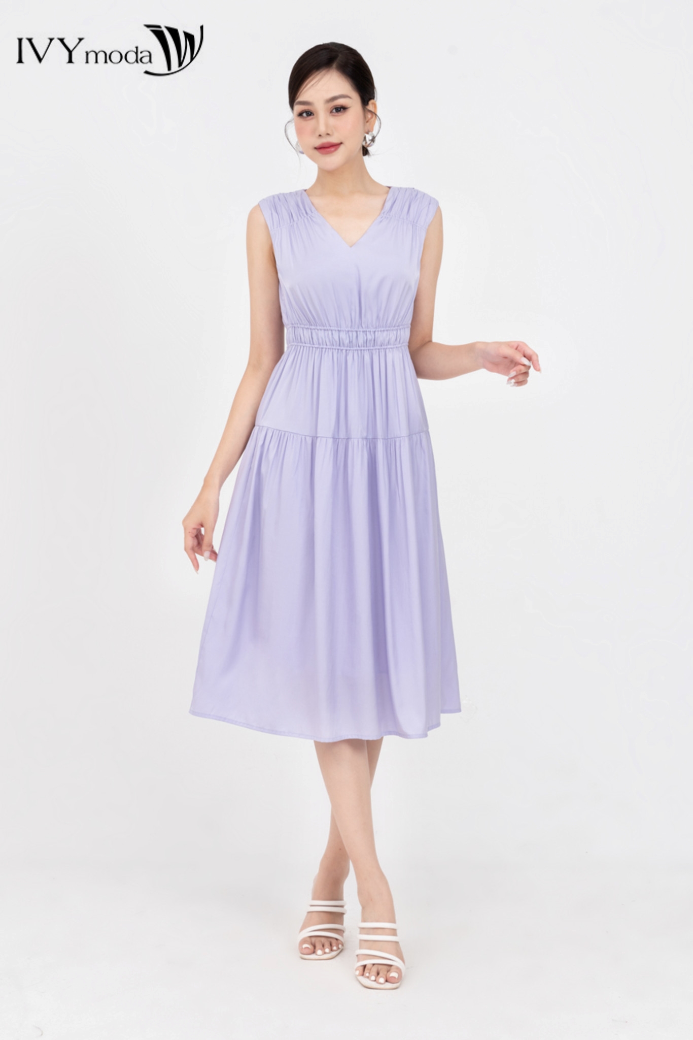 Đầm lụa xòe dạo phố IVY moda MS 41M8394