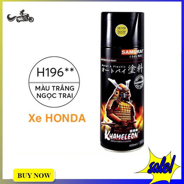 Sơn xịt Samurai màu trắng ngọc trai H196 400ML