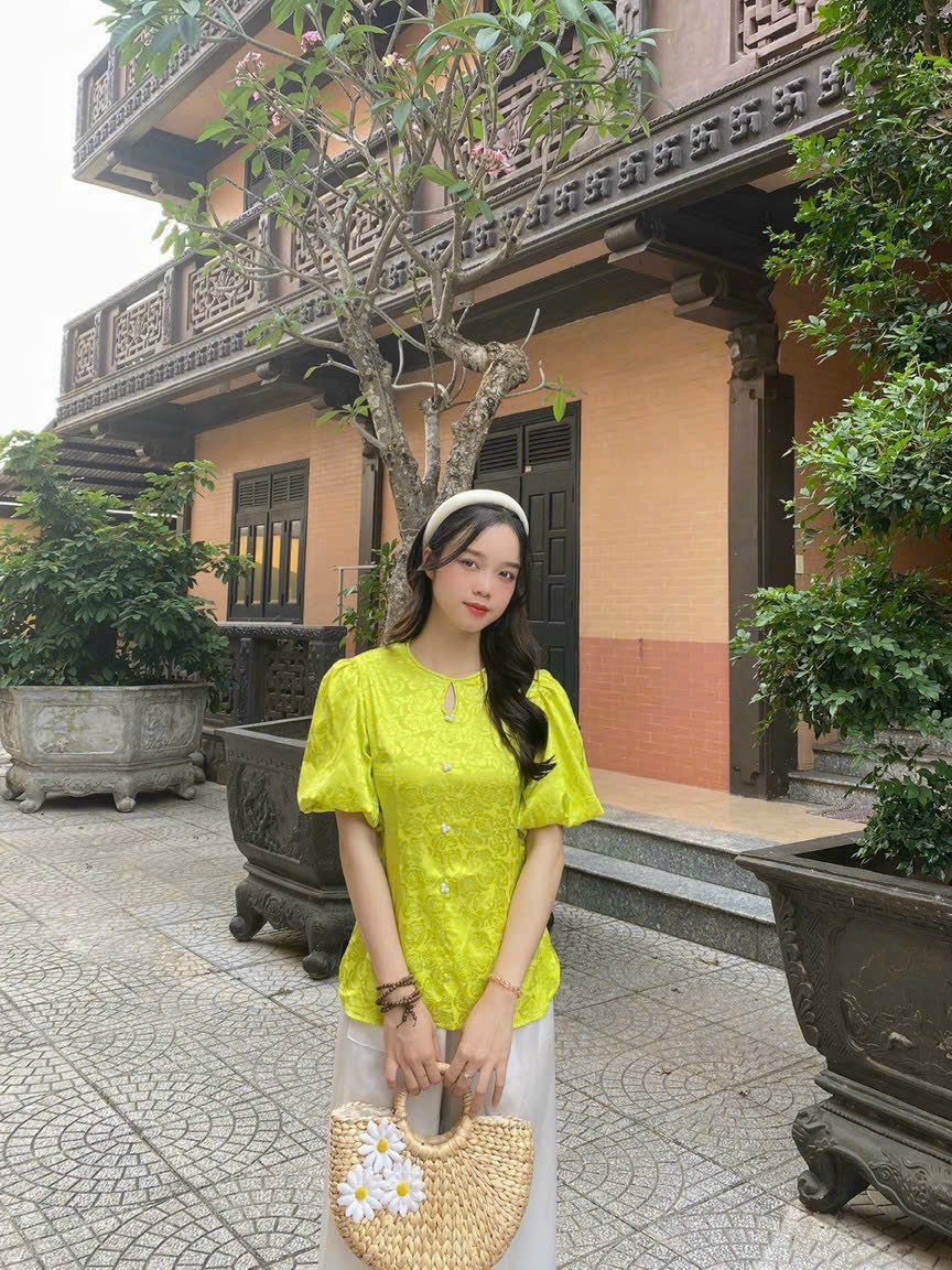ÁO BÀ BA AN HUY LỤA GẤM TAY PHỒNG