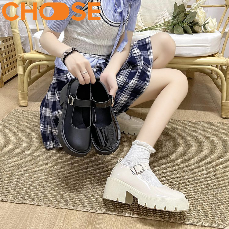 Giày Lolita Nữ Đế Độn Quai Ngang Cao 6cm Thời Trang Nữ 2312