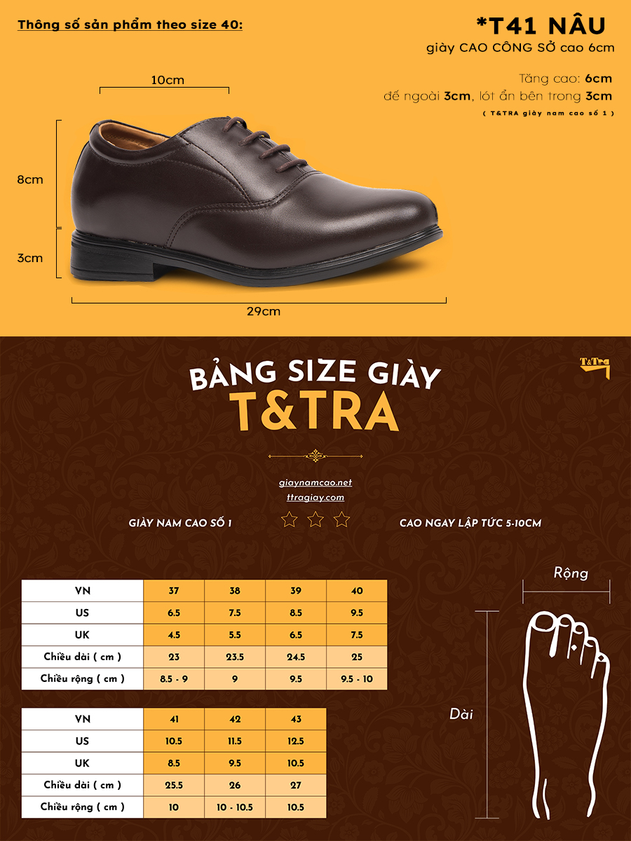 [6cm]-padded shoes men's T&TRA T41 Brown