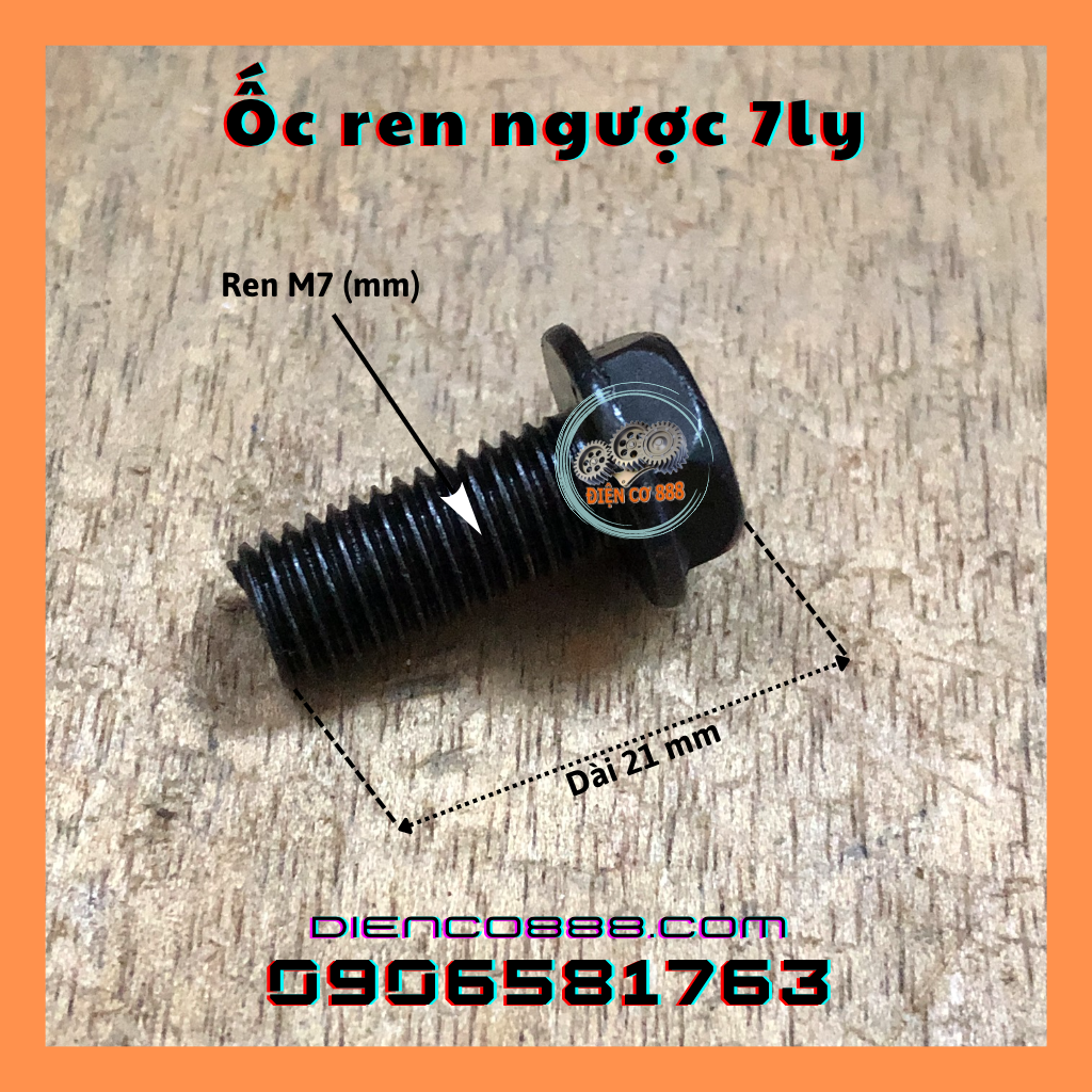 (Combo 20 con) ốc lục giác ren ngược cỡ 6mm 7mm và 8mm dùng cho nhiều loại máy