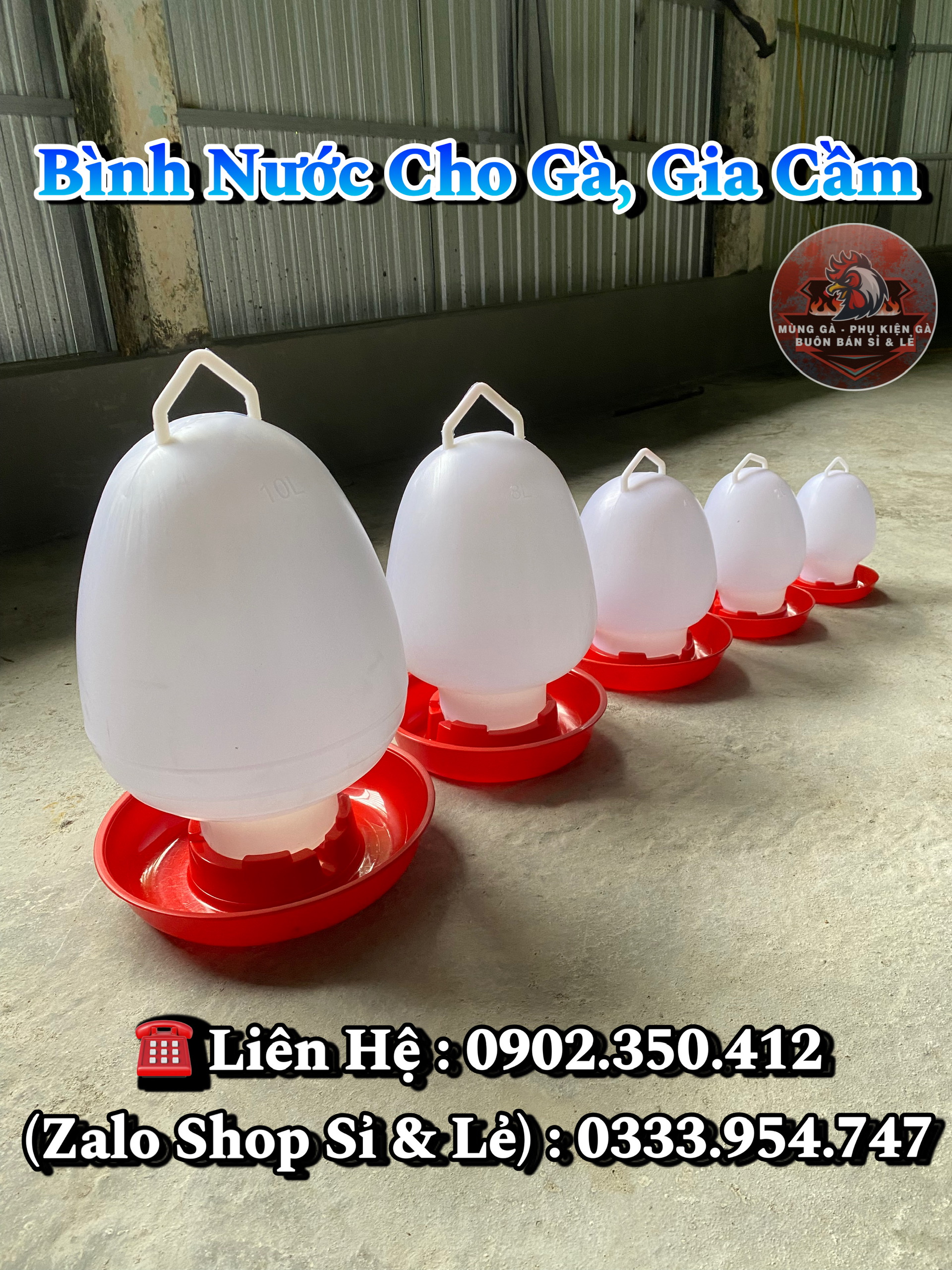 Bình Cho Gà Uống Nước 1 Lít Đến 8 Lít Có Móc Treo