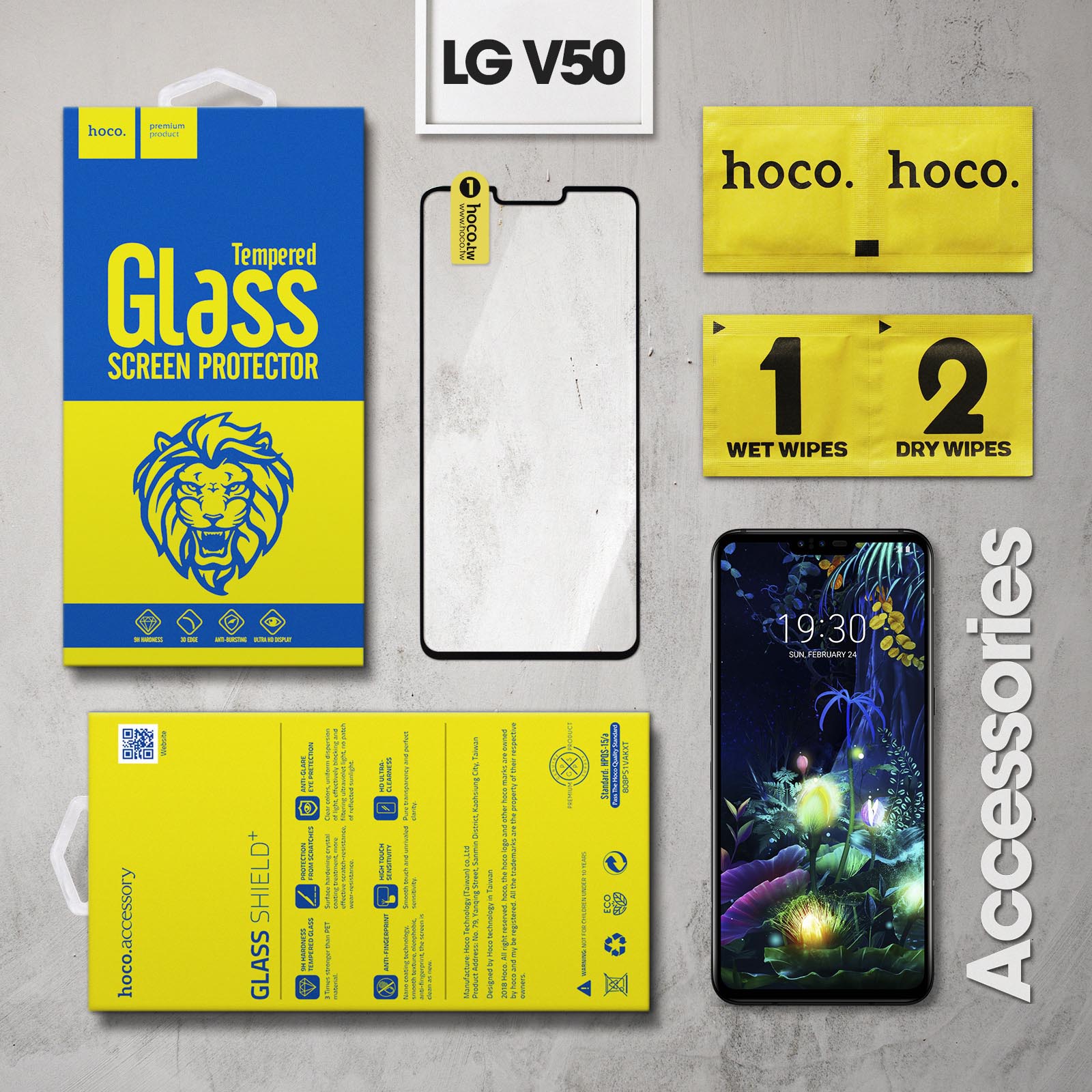 Miếng dán cường lực cho LG V50 Full viền hiệu Hoco (Đen)