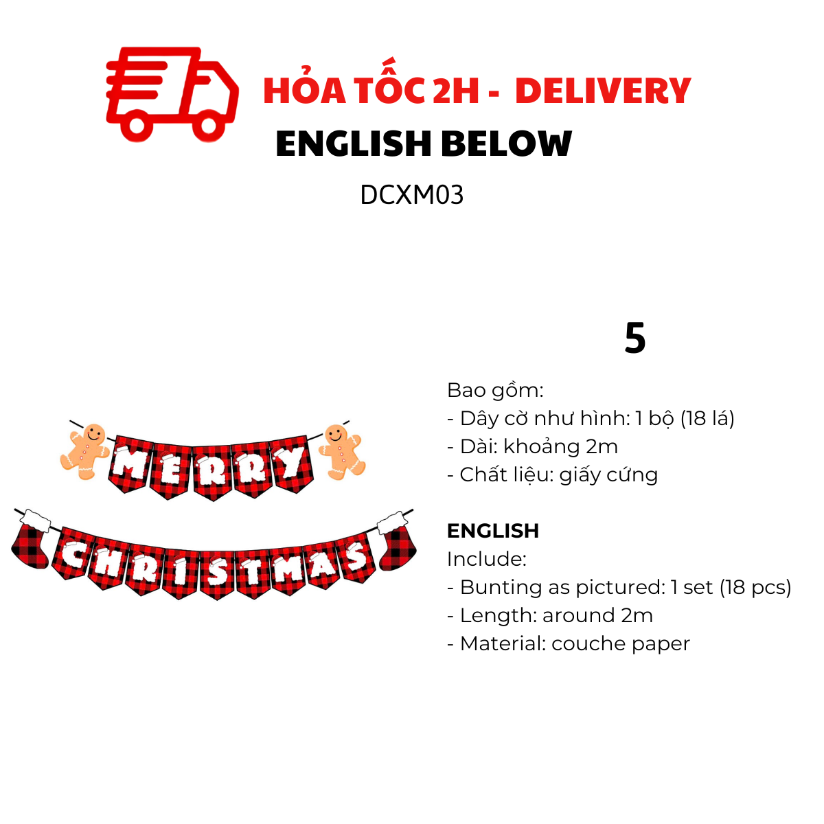 Dây cờ Merry Christmas dcxm03