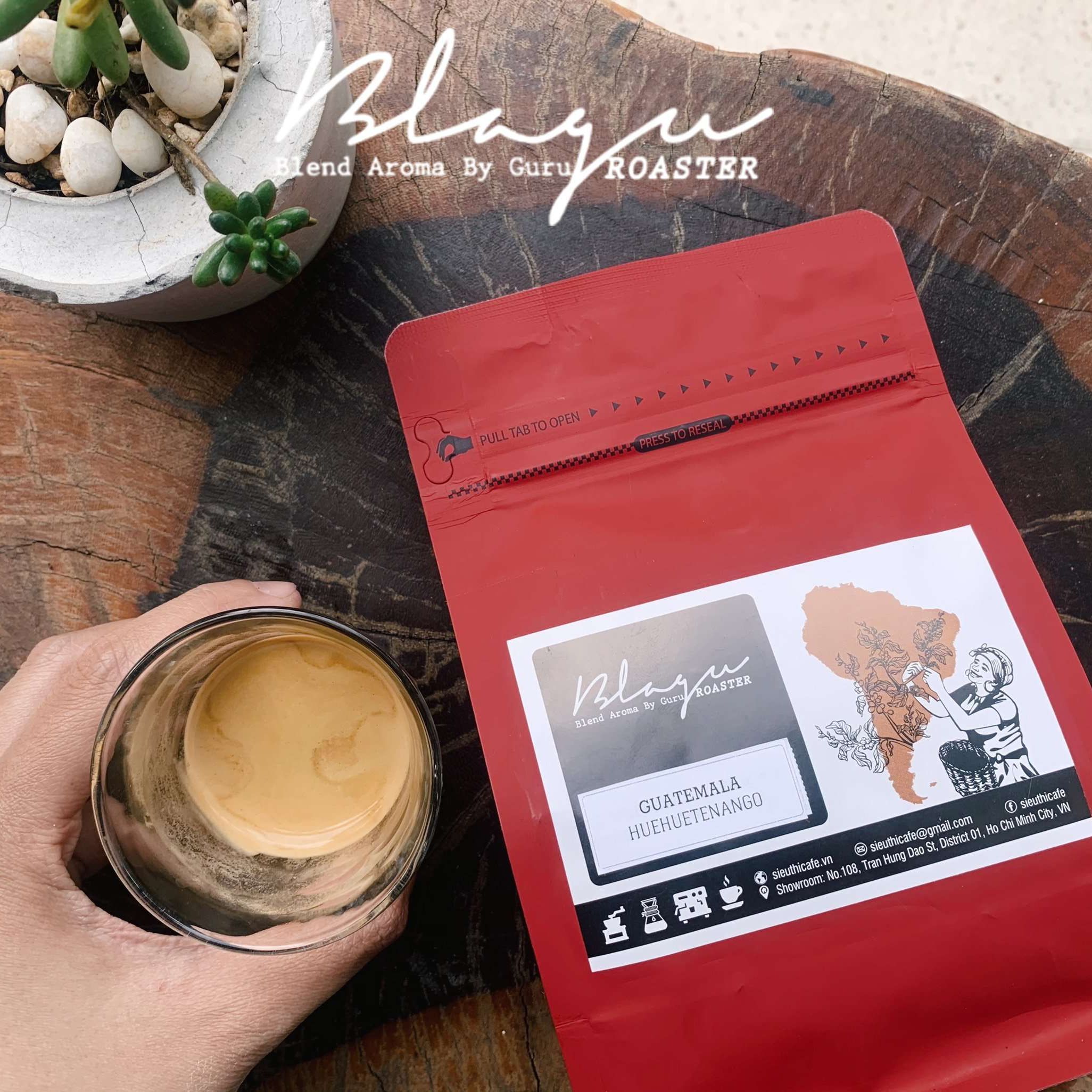 Cà Phê Blagu Hạt Đã Rang, Guatemala Huehuetenango  100% Arabica - Caturra, Bourbon  Medium 250g