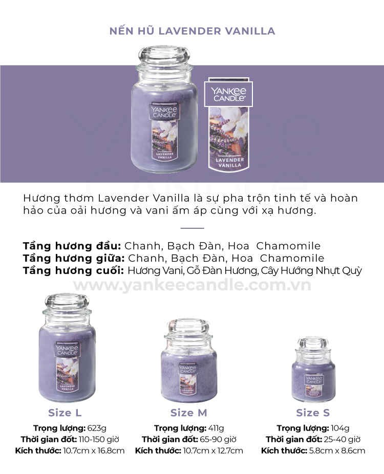Nến hũ Yankee Candle size S - Lavender Vanilla