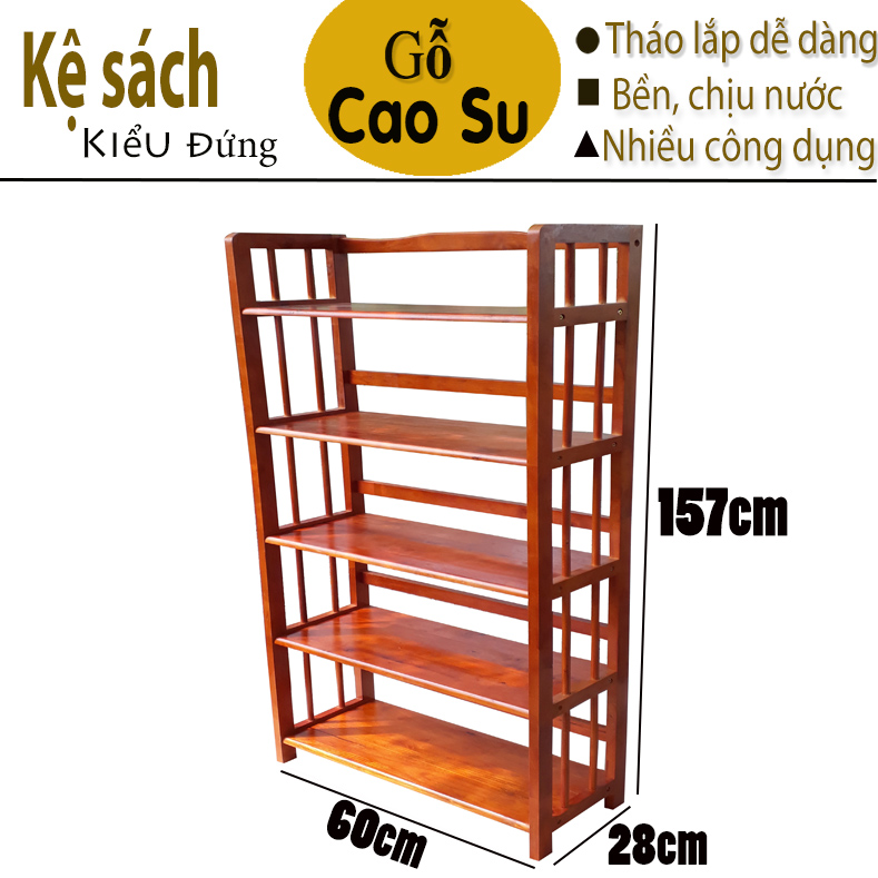 [HCM]Kệ sách 5 tầng rộng 60cm bằng gỗ (Cánh gián)
