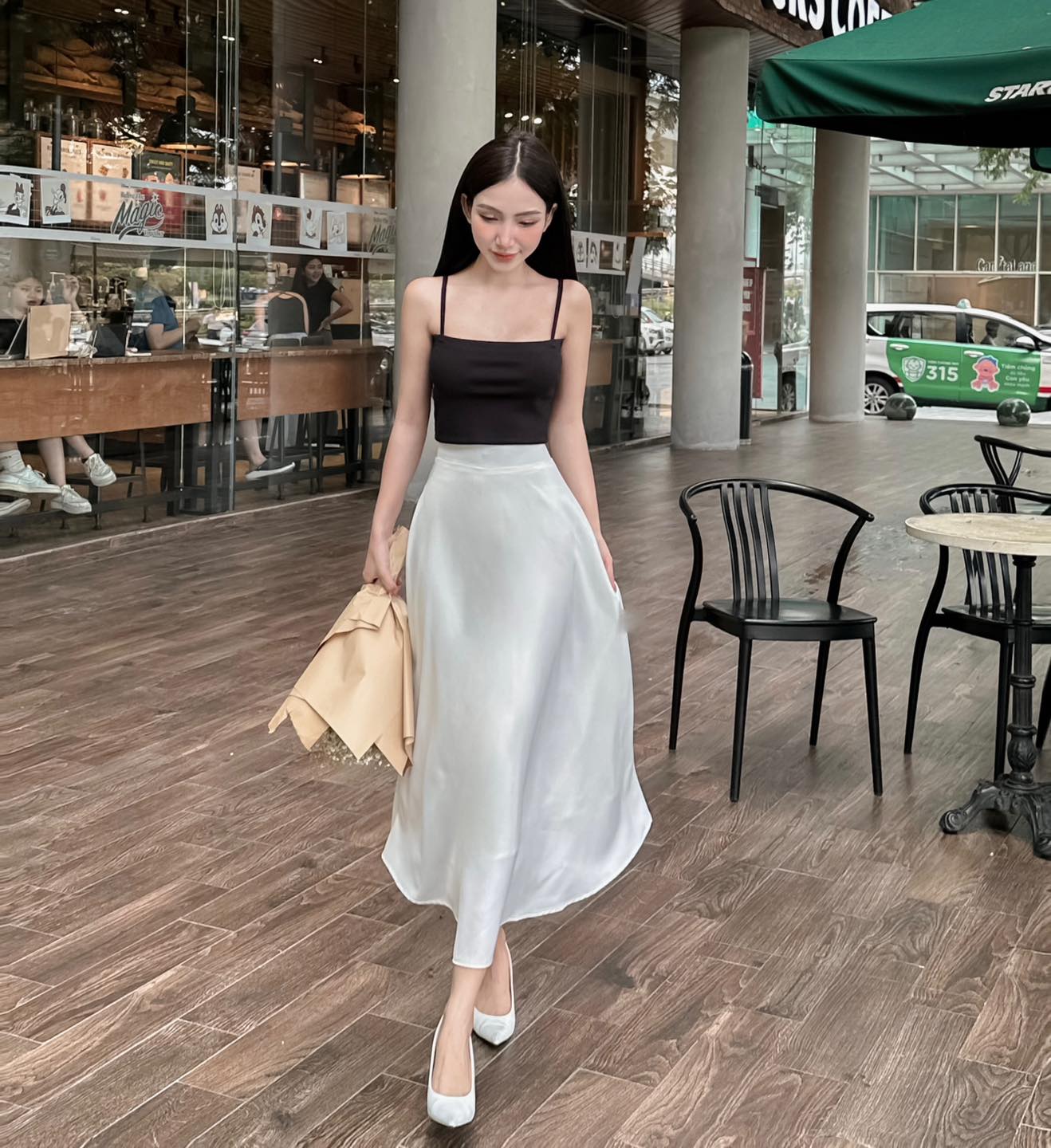 Chân váy lụa satin nữ 2 lớp "Long skirt"EllyClothing