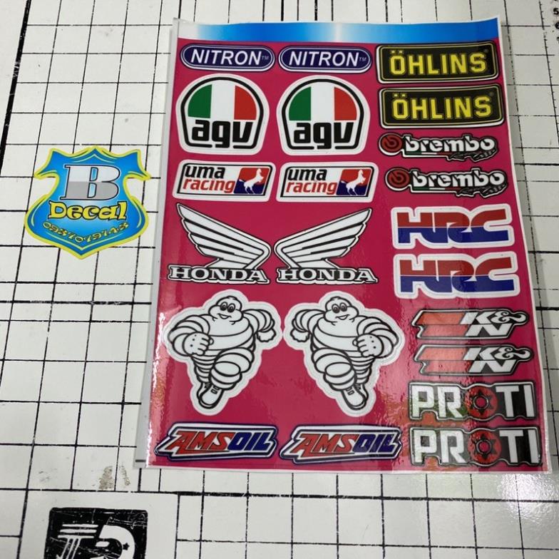 Tem sticker logo honda hồng