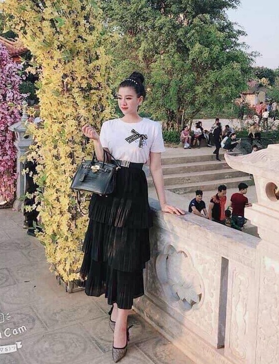 Chân váy VOAN lụa xếp ly 4 tầng siêu xinh