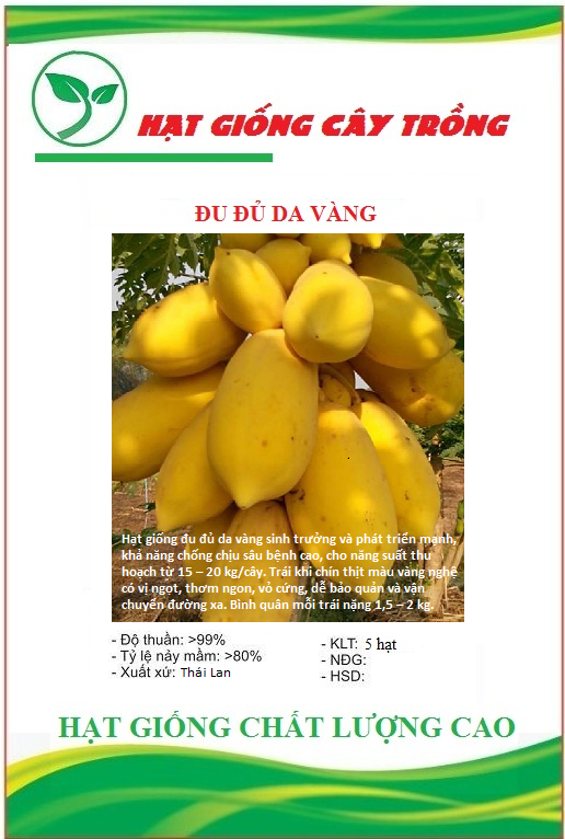 Hạt giống đu đủ lùn da vàng f1 - gói 5 hạt