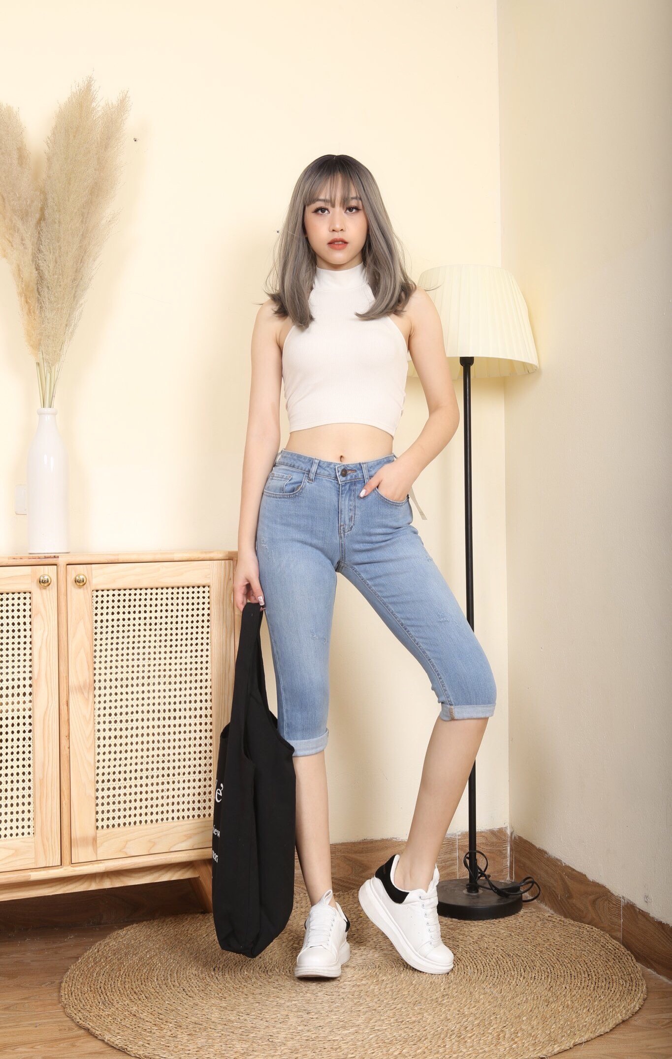 [HCM]Quần Jean Lửng Ngố Đẹp Dài Qua Gối Thời Trang Hot Trend, Quần Jean Bò Nữ Xuất xịn Hàng Cao Cấp (Code 2 màu Xanh Đậm & Xanh Nhạt) CT JEAN Việt Nam Cami Boutique - Chuyên Hàng Hiệu Jean Nữ