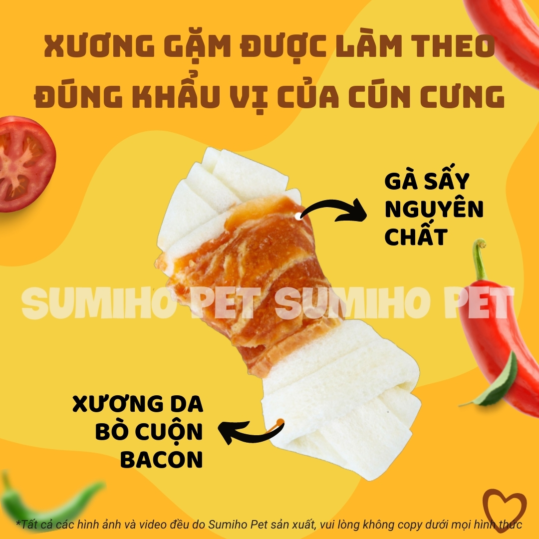 Xương cuộn ức gà sấy khô dành cho chó Bone Appetit HK41 (túi 80g gồm 4-5 cây nhỏ)