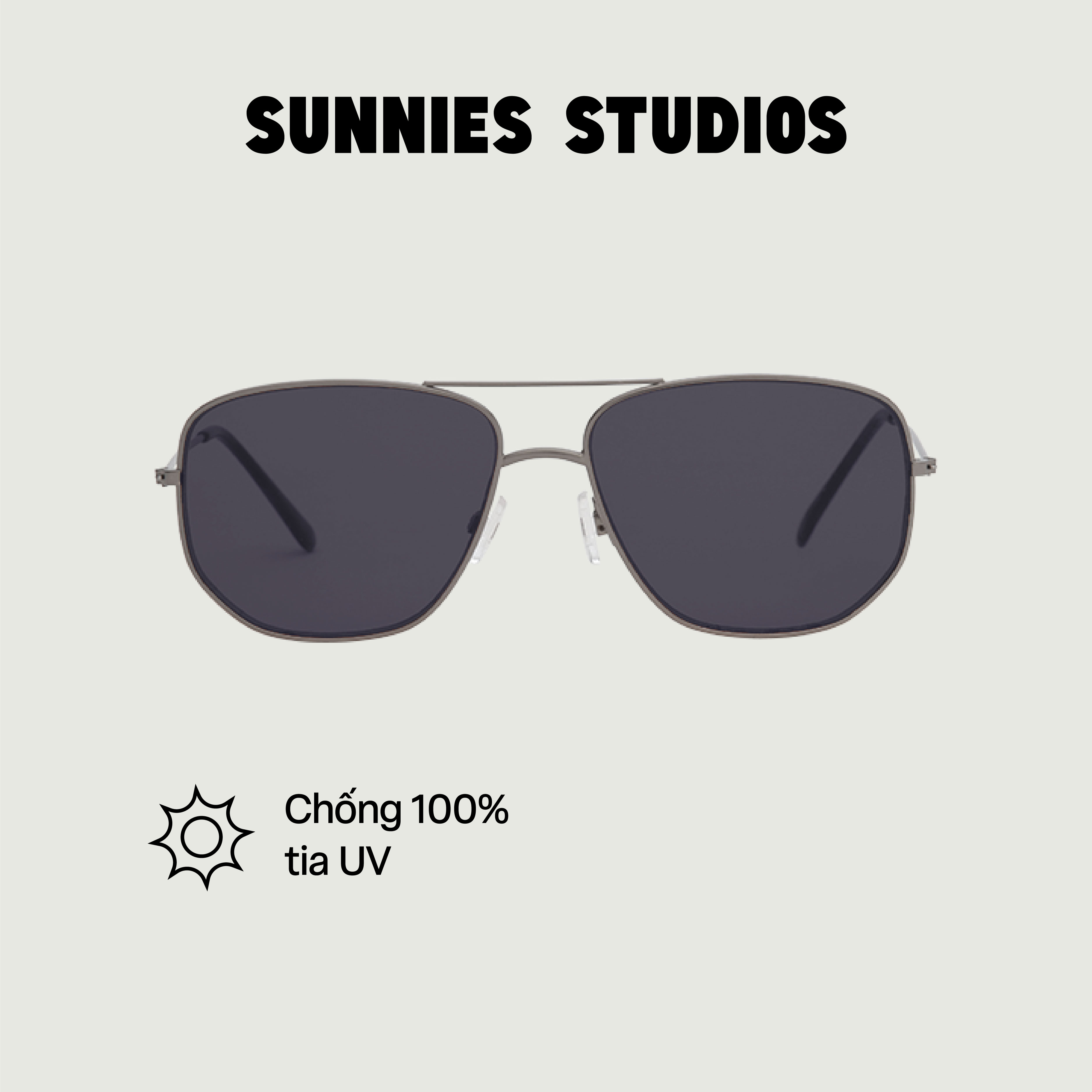 SUNNIES STUDIOS - Kính Mát Gọng Phi Công Dom Gunmetal F - 60248-3-3