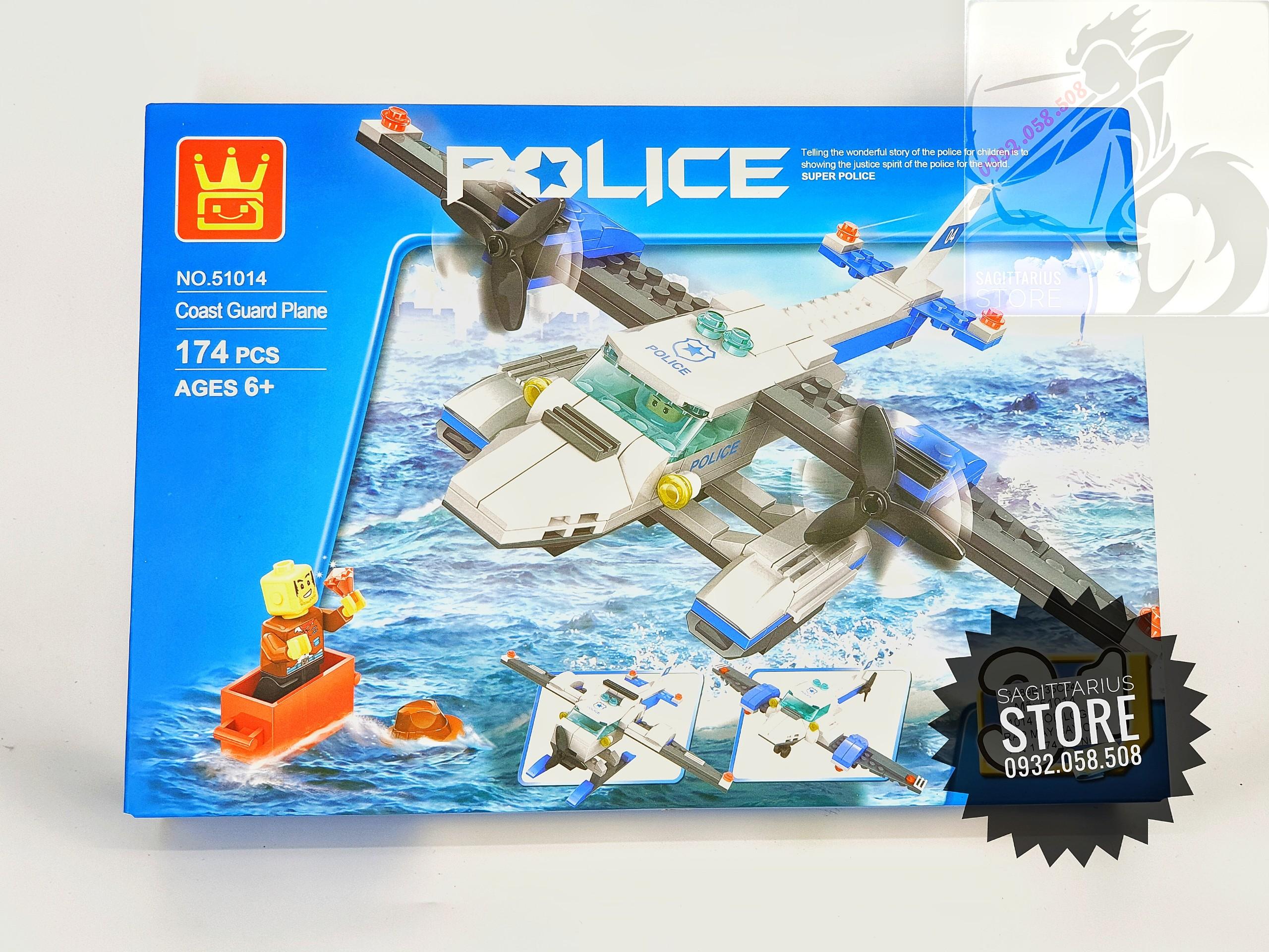 [HCM]Bộ Lego Wange 51014 Lắp Ráp Thủy Phi Cơ Police ( 174 Mảnh )