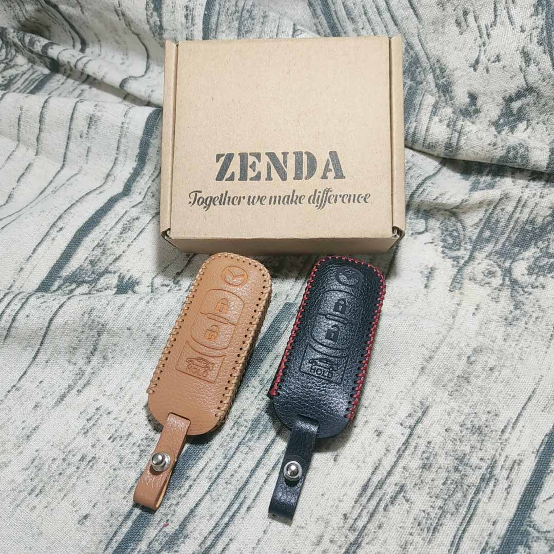 Bao da 3 nút chìa khóa smartkey xe hơi Mazda (Màu đen)