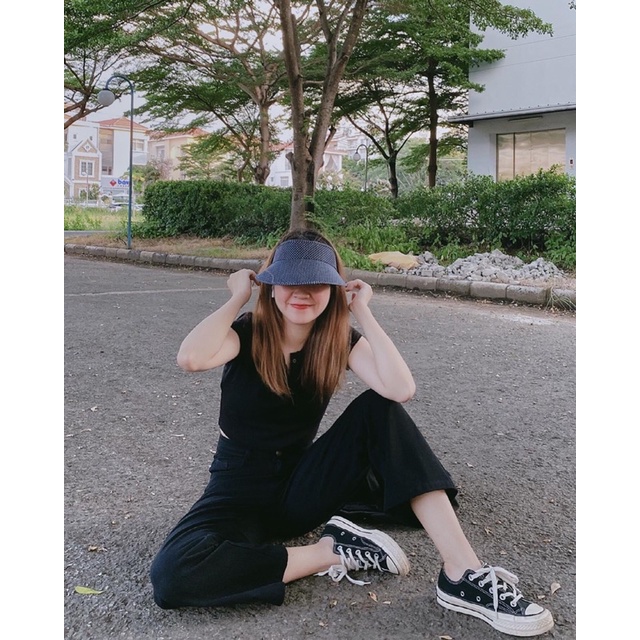 Áo croptop thun đen RUCHAN