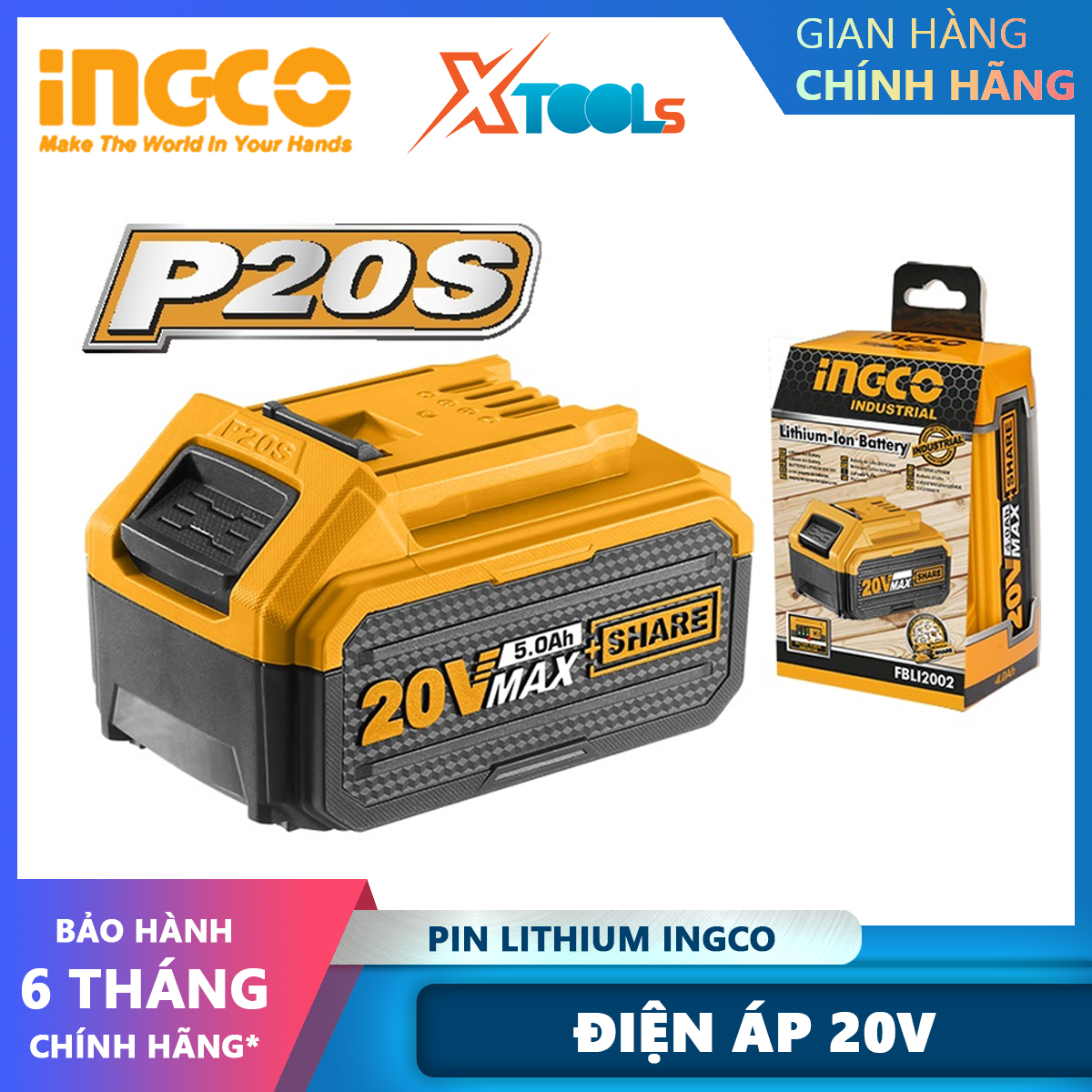 Ingco fbli2003 rechargeable lithium-ion battery 20 volt lithium battery 5.0ah capacity for a variety of ingco 20 V xtools