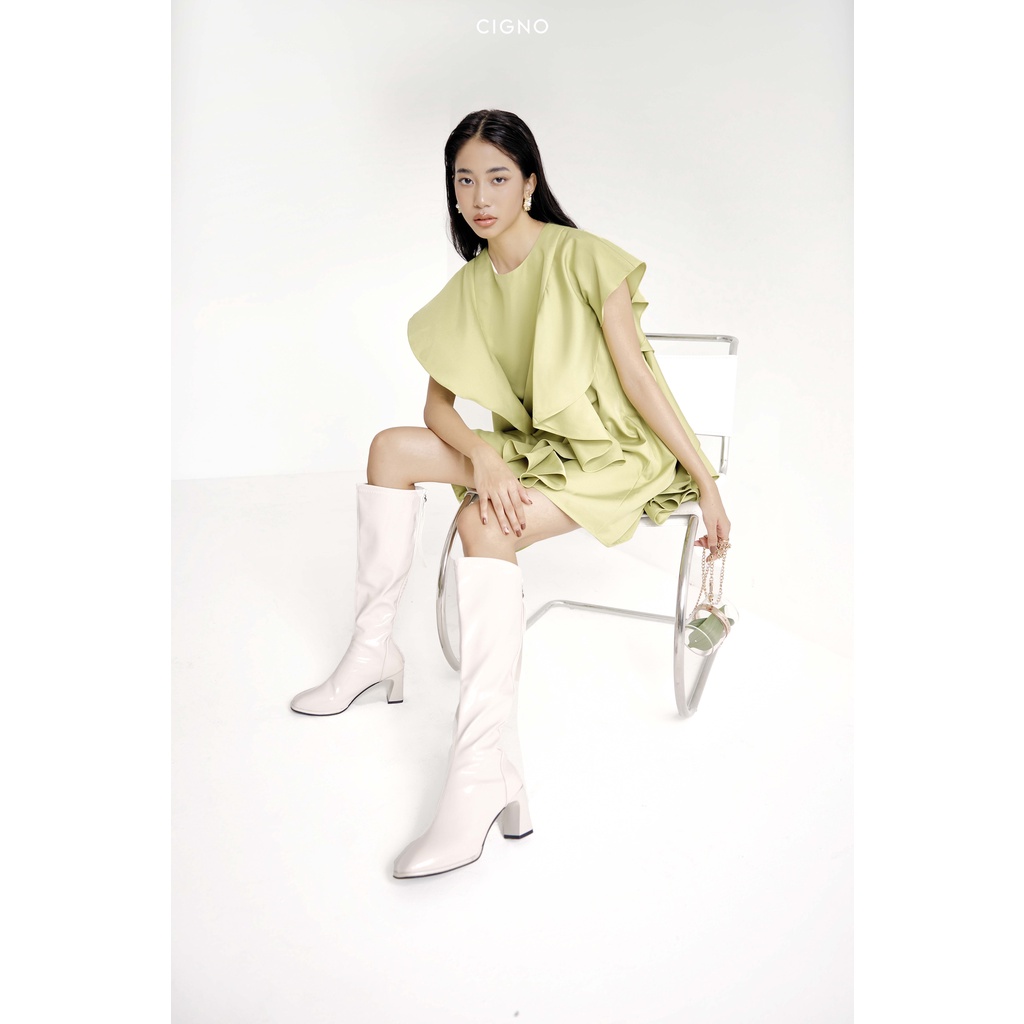 CIGNO-đầm suông phối bèo tiểu thư ELYSIE