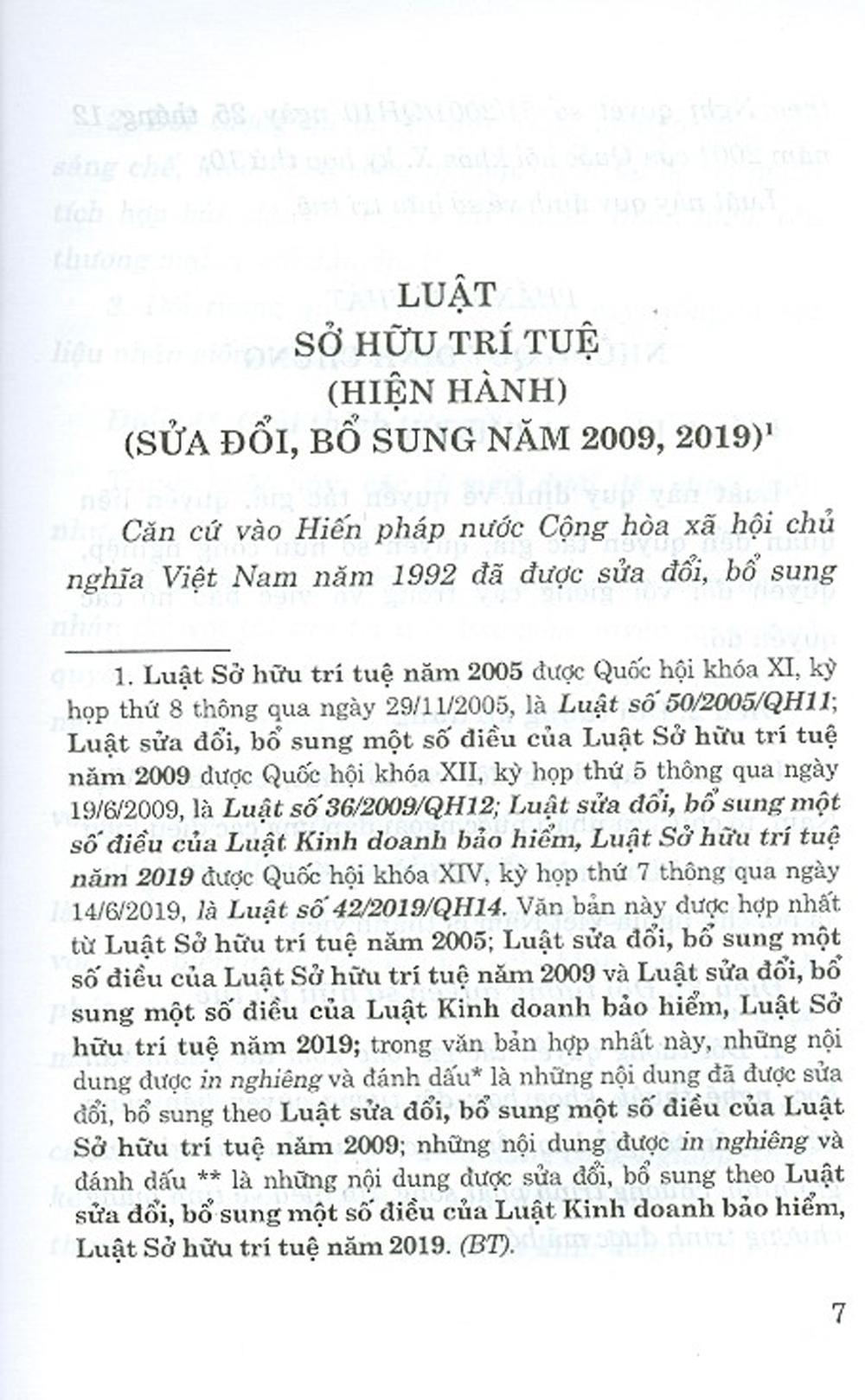 " Luật Sở Hữu Trí Tuệ (Hiện Hành) (Sửa Đổi, Bổ Sung Năm 2009, 2019)"