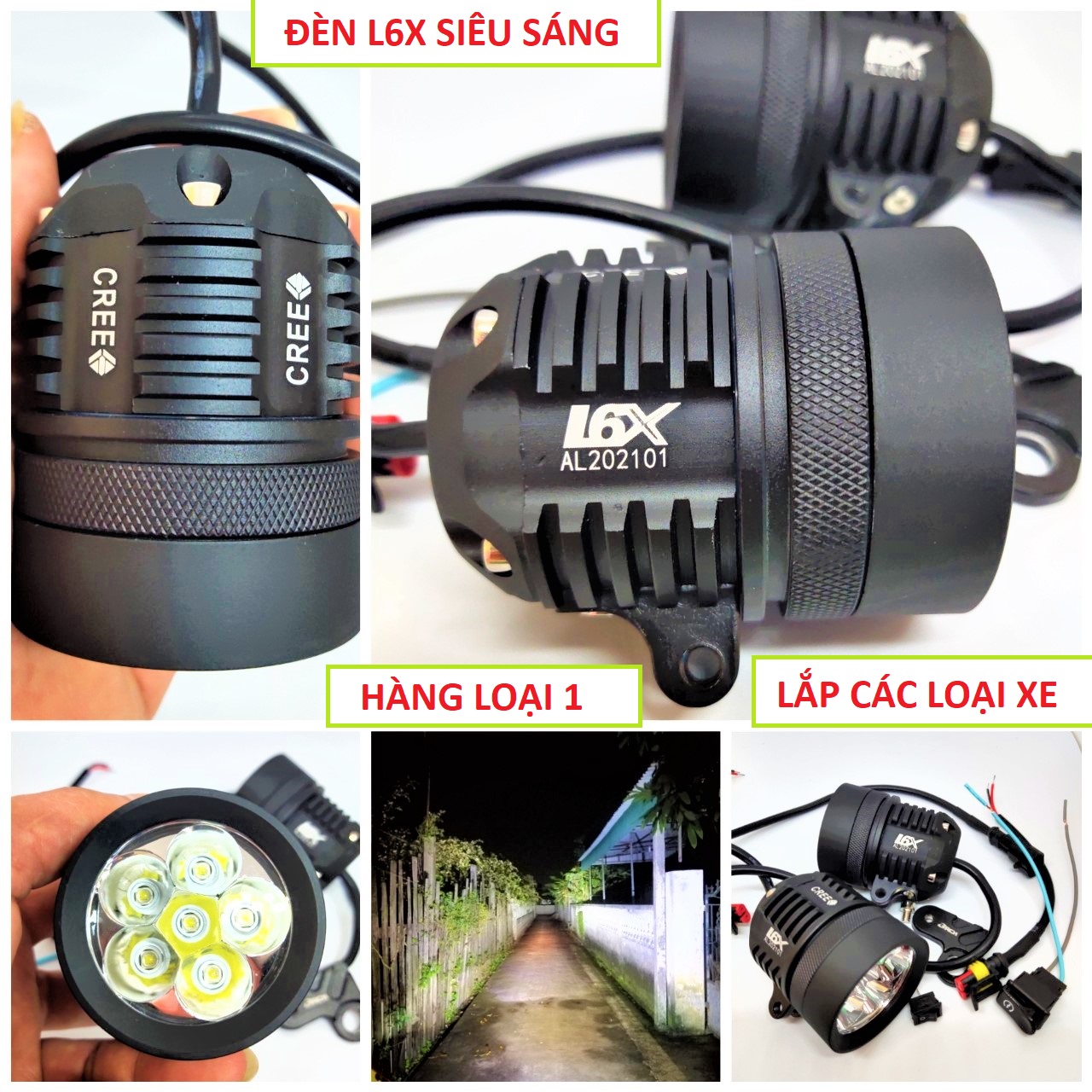 Đèn trợ sáng xe máy L6X BMI siêu sáng loại tốt hàng cao cấp chống nước mẫu mới, phụ kiện độ xe máy