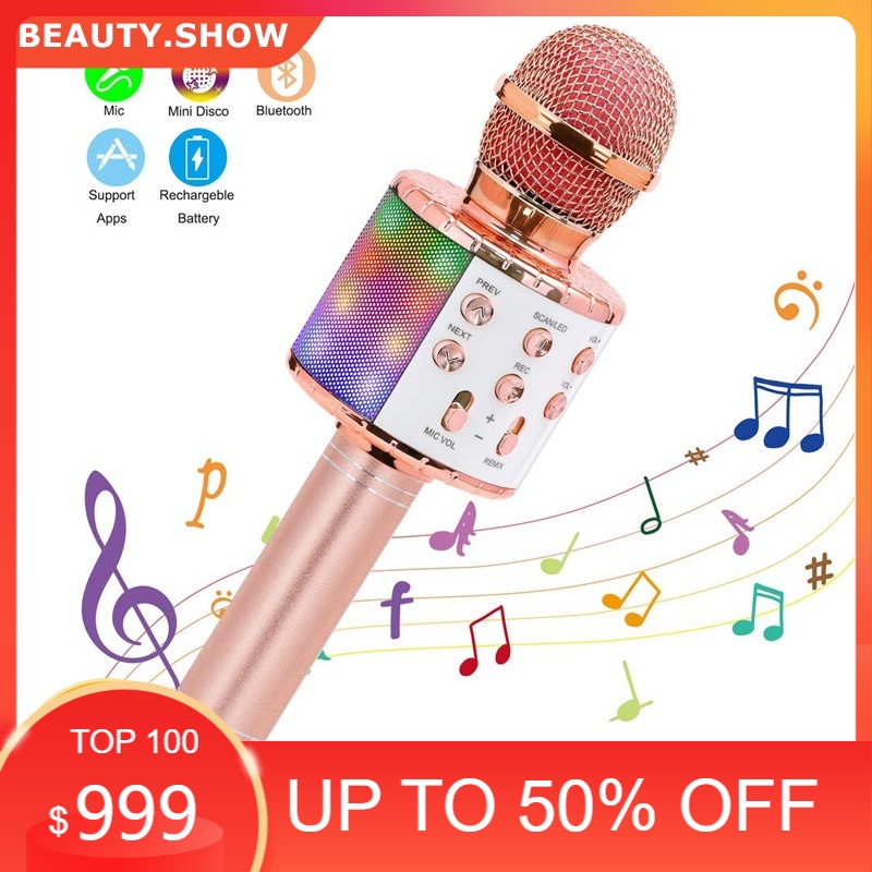 Mic Hát Karaoke Bluetooth Không Dây WS858 mic hát karaoke cầm tay mini - TinnTinn Shop