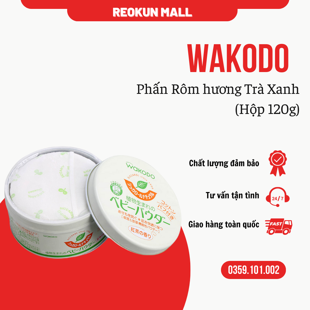 Phấn rôm nhật bản wakodo 120g - trà xanh cho bé