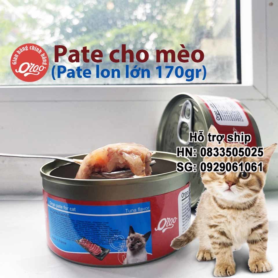 Hanpet - Orgo Pate Lon lớn - Pate cho mèo - Thức ăn ướt dạng mảnh đóng hộp cho mèo / pate Hỗn hợp ăn liền / thức ăn mèo dạng sốt / dinh dưỡng cho mèo biếng ăn
