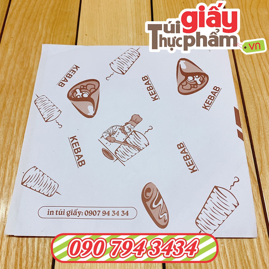 [Giá gốc]1000 túi giấy Kebab (Fort - in sẵn)