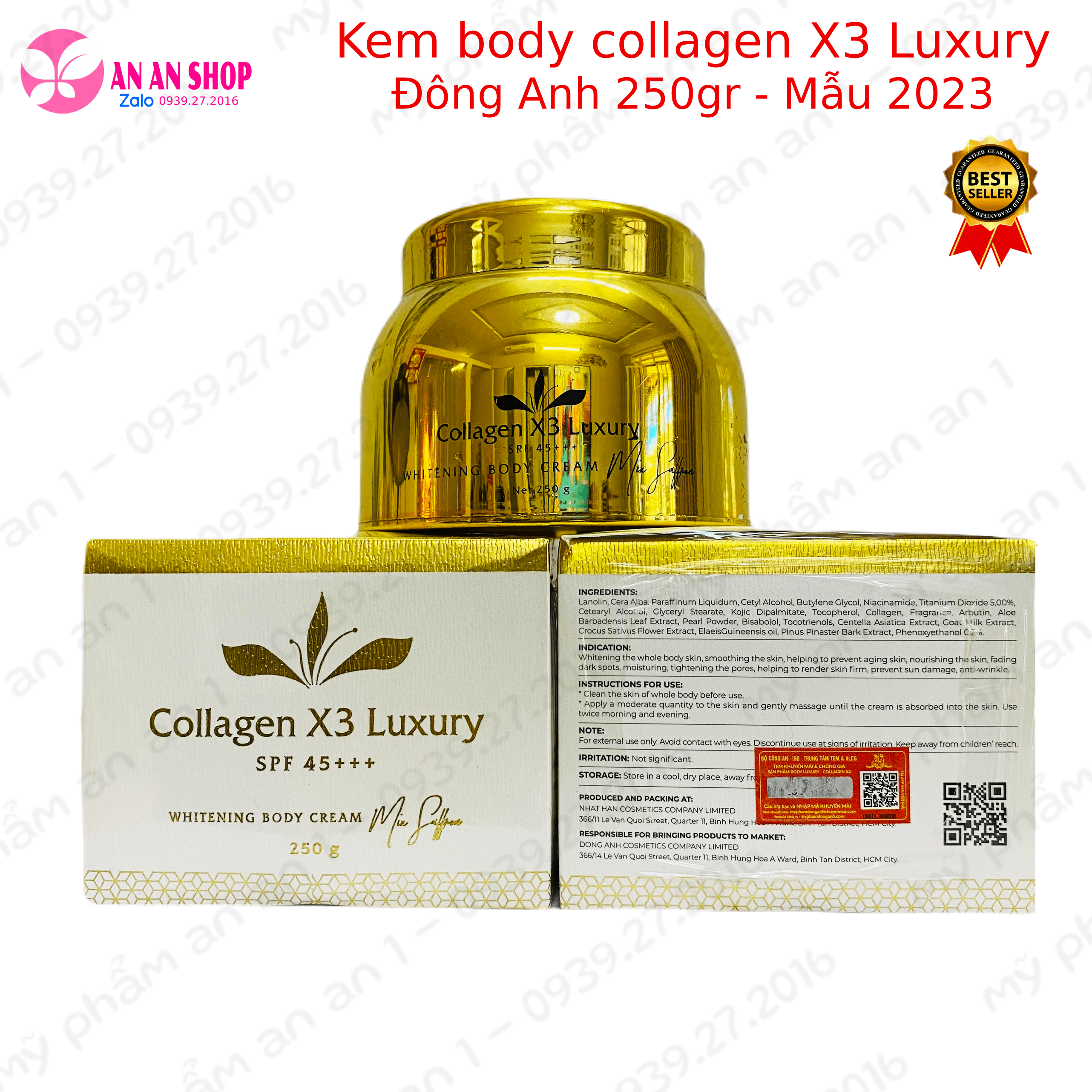 Kem Body Collagen X3 Luxury Đông Anh Chính hãng - Kèm Phiếu bảo hành - Mẫu tem mới 2023