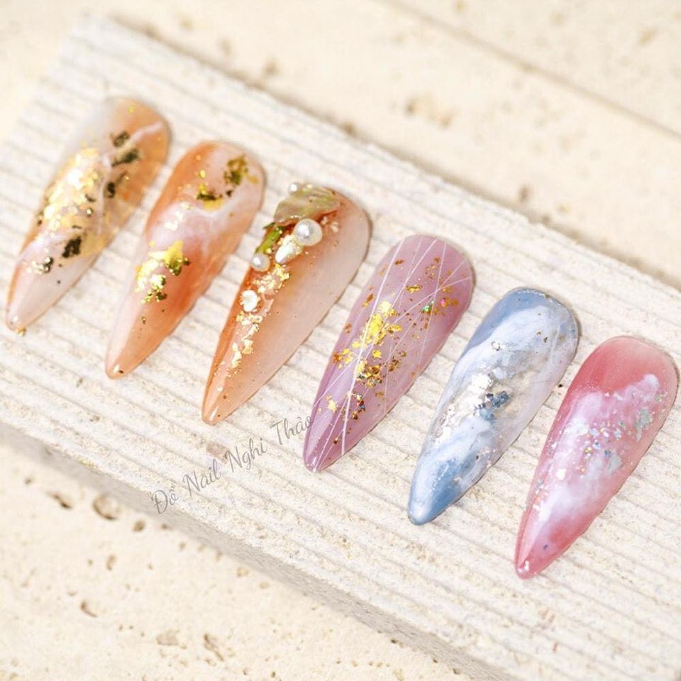 Giấy bạc nail , giấy nhún vàng bạc trang trí móng