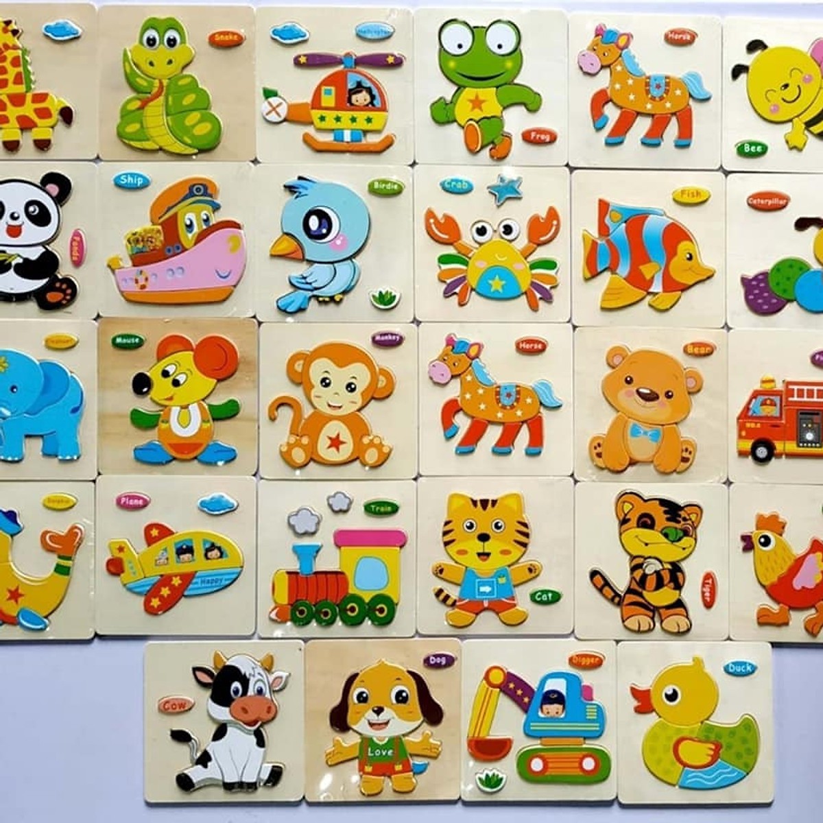 [HCM]Combo 10 tranh ghép hình nổi cho bé