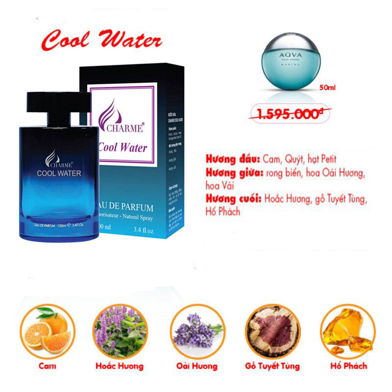 [HCM]Nước Hoa Nam Charme_Cool Water 100ml