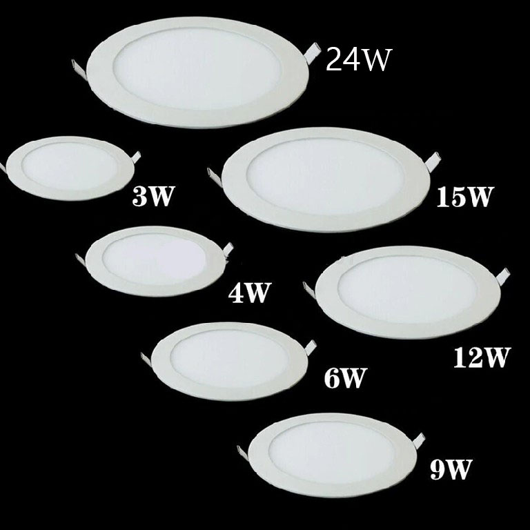 Đèn Led Panel mỏng tròn Âm Trần 3W, 4W, 6W, 9W, 12W, 18W, 24W (Ánh sàng Trắng, Vàng)