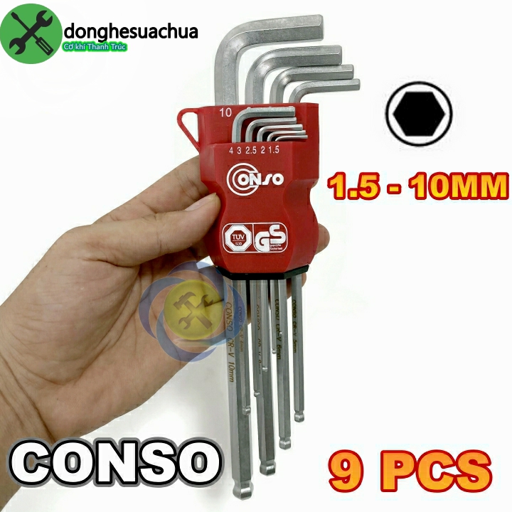 Bộ lục giác conso whbd0309 9 cây 1.5 - 10mm
